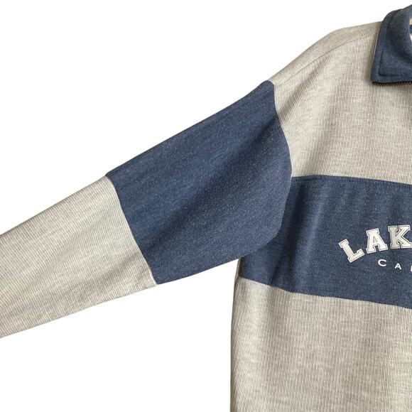 Retro Gray Blue Lake Tahoe California Sporty Preppy Quarter Zip Jacket Sz Large - Picture 14 of 16
